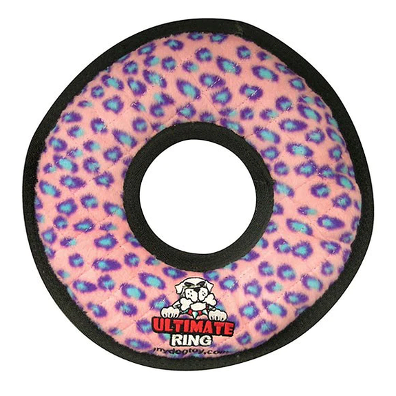 No Stuff Ultimate Ring Pink Durable Squeaky Fabric Plush Dog Toy