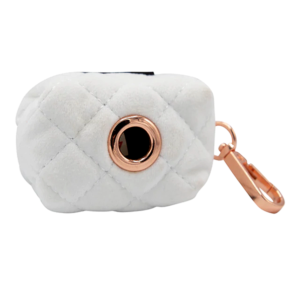 Waste Bag Holder for Dogs with Leash Attachment White
