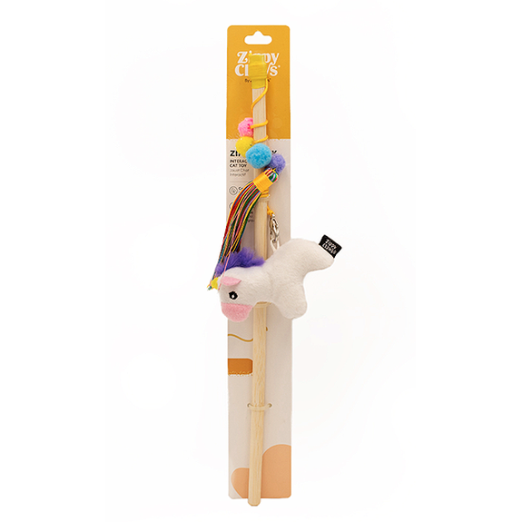 ZippyStick Unicorn Interactive Wand with Catnip Plush Cat Toy