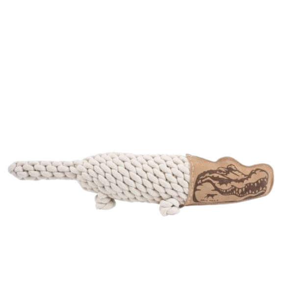 Crunch Croc Leather Rope Dog Toy 20"
