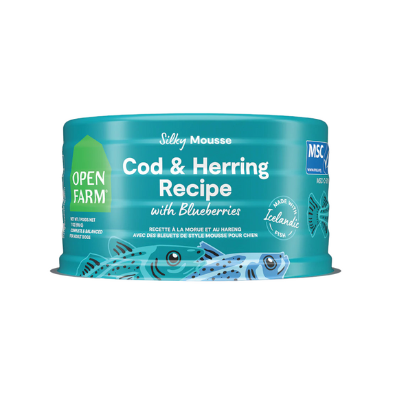 Cod & Herring with Blueberries Silky Mousse Grain-Free Wet Dog Food 7oz case of 24