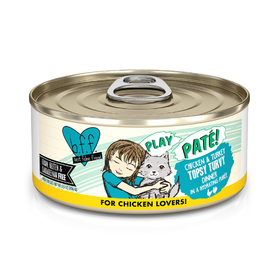 B.F.F. PLAY Chicken & Turkey Topsy Turvy Pate Canned Grain-Free Wet Cat Food