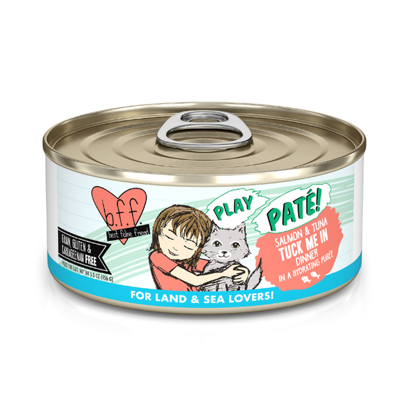 B.F.F. PLAY Salmon & Tuna Tuck Me In Pate Canned Grain-Free Wet Cat Food