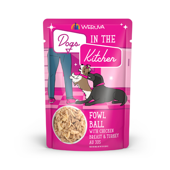 Dogs in the Kitchen Fowl Ball Grain-Free Chicken and Turkey Dog Food Pouch
