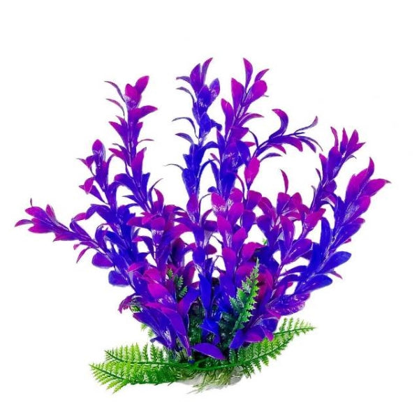 Hygro-Like Realistic Fake Plant with Weighted Base for Aquariums Pink & Purple