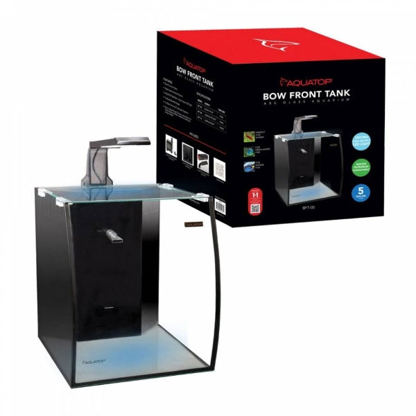 Vertical Bowfront Desktop Glass Tank with Integrated Filtration for Aquariums