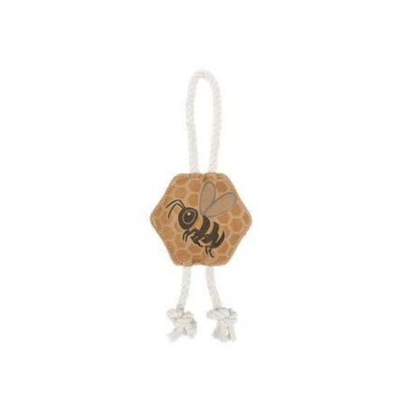 Bee Leather Tug Dog Toy 14"