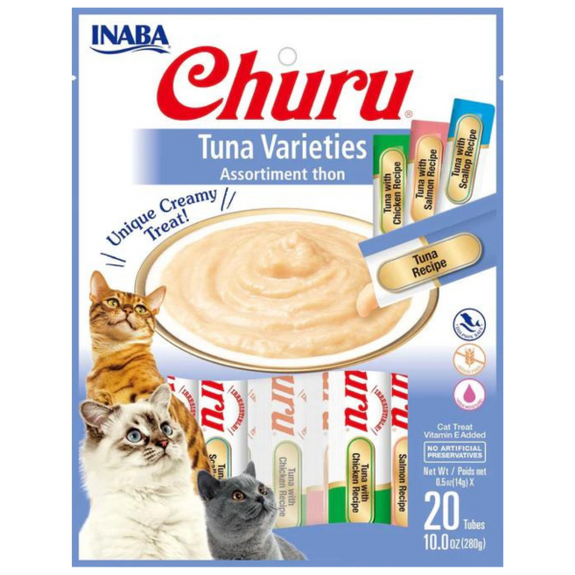 Churu Tuna Puree Variety Pack Grain-Free Lickable Cat Treats