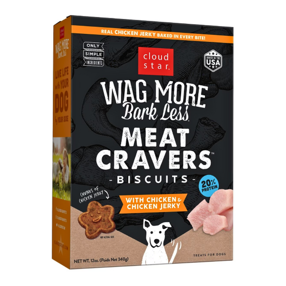 Wag More Bark Less Meat Cravers Biscuits Chicken & Chicken Jerky Crunchy Dog Treats