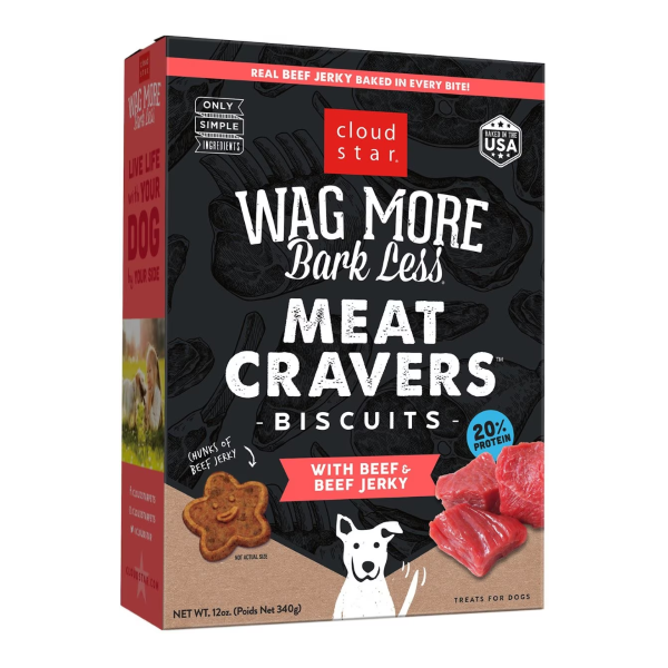 Wag More Bark Less Meat Cravers Biscuits Beef & Beef Jerky Crunchy Dog Treats