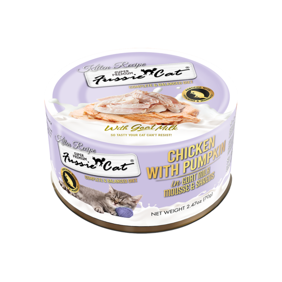 Chicken with Pumpkin In Goat Milk Mousse & Shreds Canned Kitten Food Case of 12