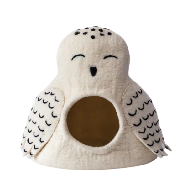 Wool Handmade Snowy Owl Cat Cave Bed