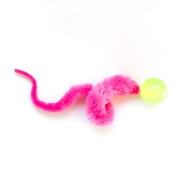 Wiggly Glow Ball Bouncy Ball with Fuzzy Tail Cat Toy