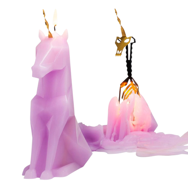 Einar Unicorn Skeleton Art Reveal Unscented Candle Sculpture Lilac