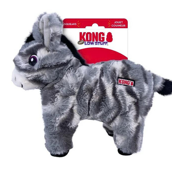 Low Stuff Stripes Donkey Grey Plush Squeaky Dog Toy