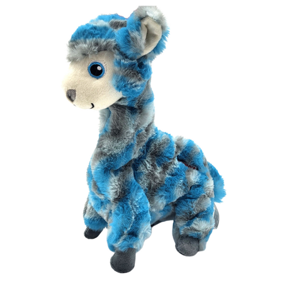 Low Stuff Stripes Llama Blue Plush Squeaky Dog Toy