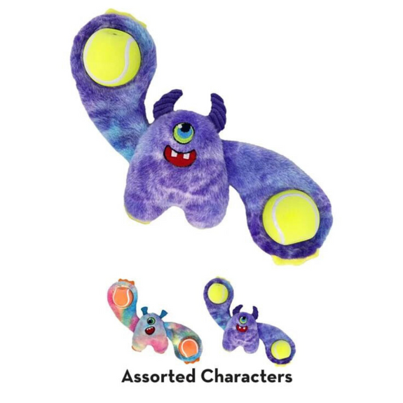 Woozles Monster Squeaky Ball & Plush Dog Toy Assorted Colors