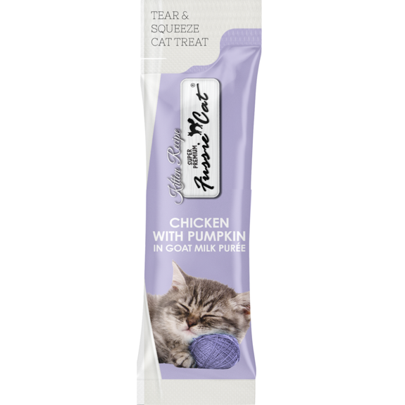 Kitten Chicken with Pumpkin in Goat Milk Puree Cat Treats Pack of 4