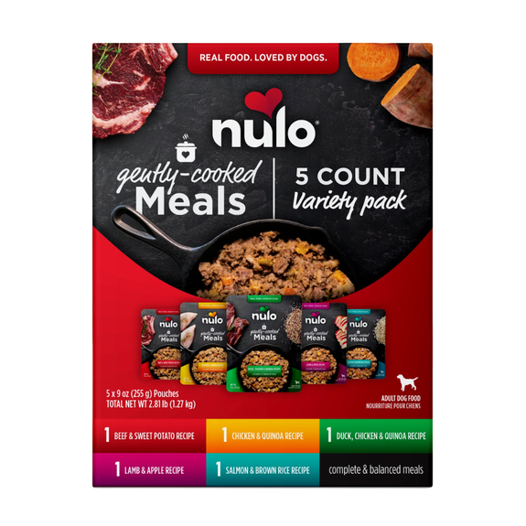 Nulo Gently Cooked Meals Variety Pack Wet Dog Food, 9-oz pouch, case of 5