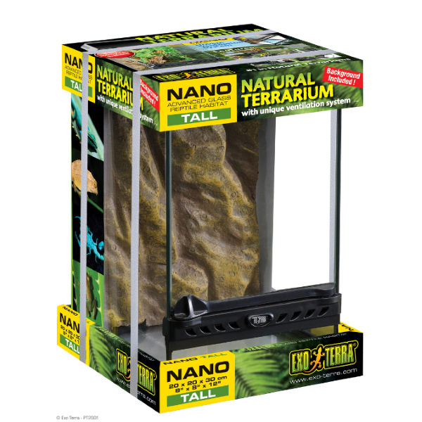 Naturalistic Front-Opening Glass Tank Terrarium Habitat for Extra Small Reptiles