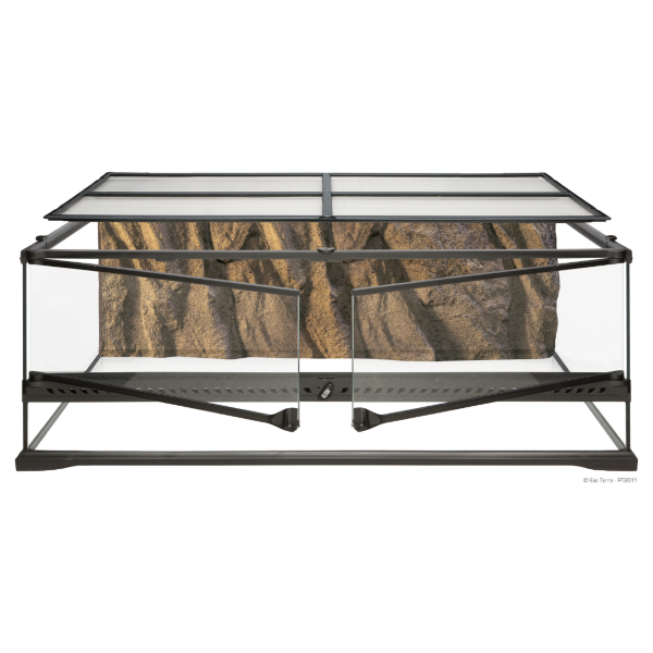 Naturalistic Front-Opening Glass Tank Terrarium Habitat for Large Reptiles