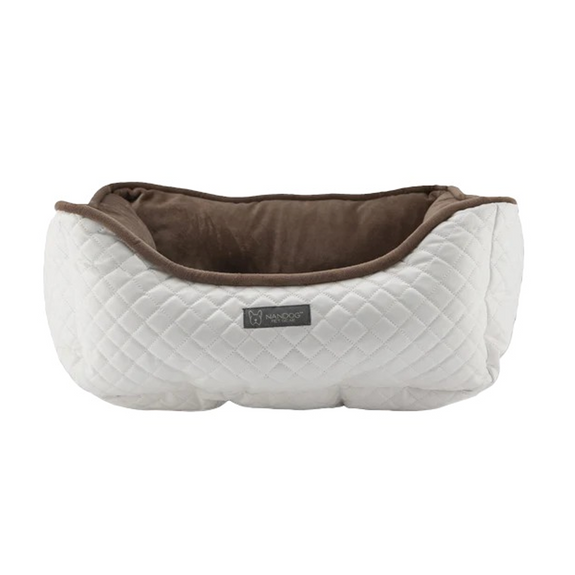 Pet Gear Quilt Leather Reversible Dog and Cat Bed, White/Brown
