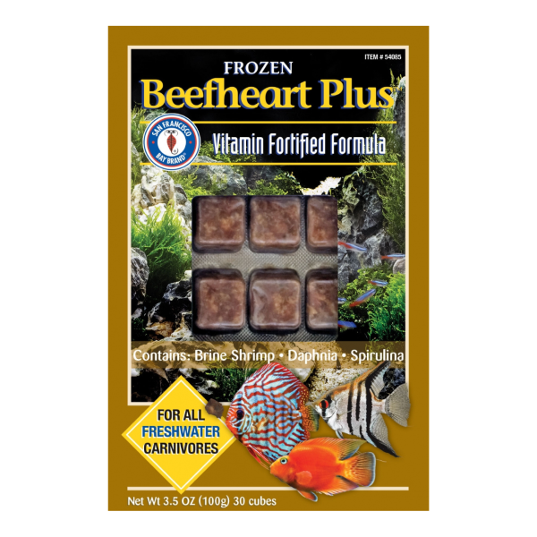 Beefheart Plus Frozen Cubes Aquarium Freshwater Fish Food & Treat