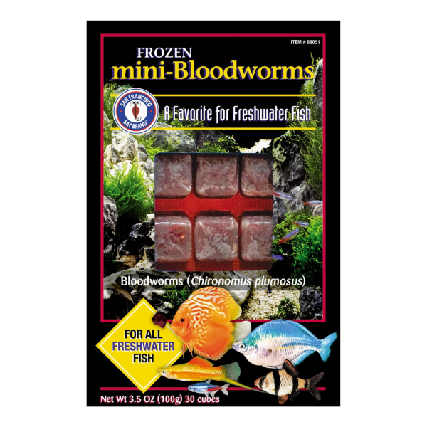 MiniBlood Worms Frozen Cubes Aquarium Fish Food & Treat