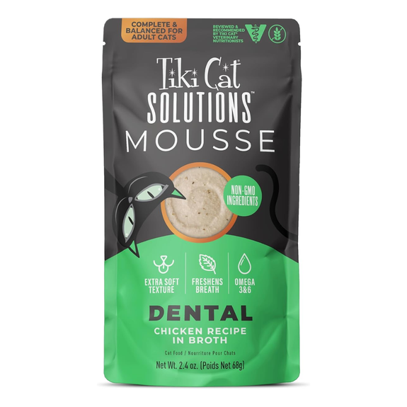 Solutions Dental Mousse: Chicken Recipe in Broth Grain-Free Wet Pouch Cat Food Case of 12