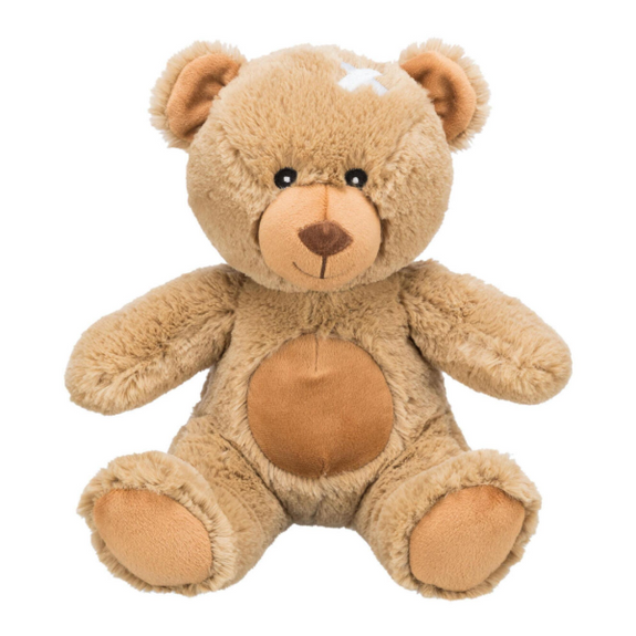 Eddy the Teddy Bear Recycled Materials Squeaky Plush Dog Toy Brown