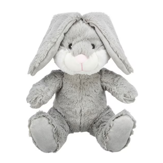 Evan the Bunny Recycled Materials Squeaky Plush Dog Toy Grey