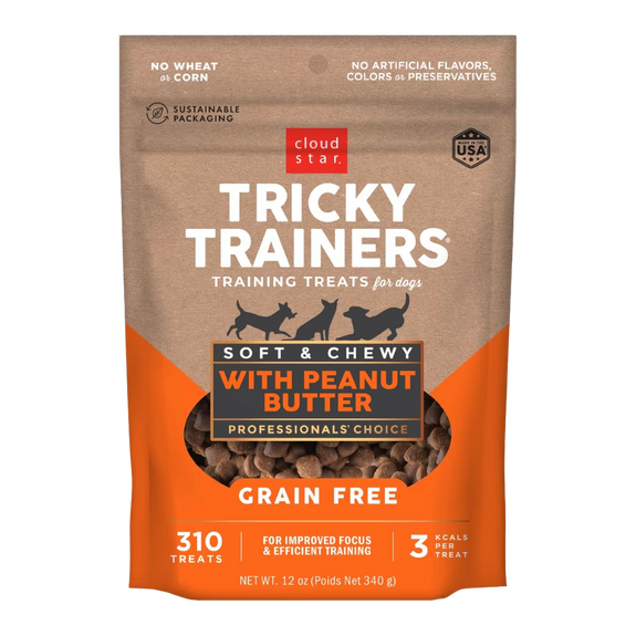 Tricky Trainers Soft & Chewy Peanut Butter Flavor Grain-Free Dog Treats