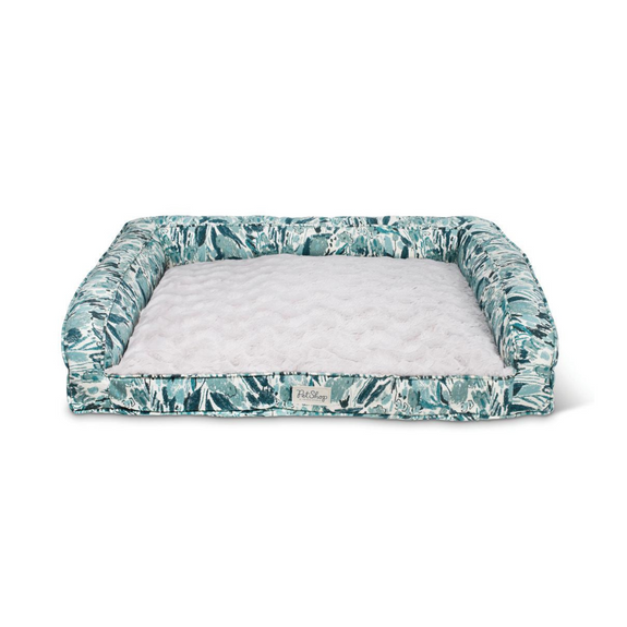 Couch Style Dog and Cat Bed, Pastel Floral Teal