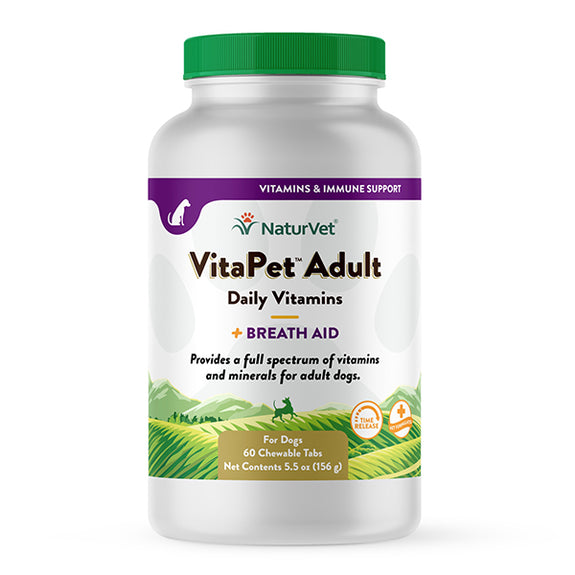 VitaPet Adult Daily Vitamins Plus Breath Aid Time-Release Chewable Dog Tablets
