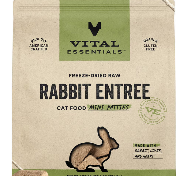 Rabbit Entree Mini Patties Freeze-Dried Raw Food for Cats