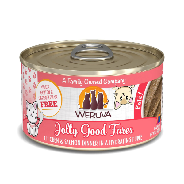 Jolly Good Fares Chicken & Salmon Pate Dinner in a Hydrating Purée Grain-Free Wet Canned Cat Food
