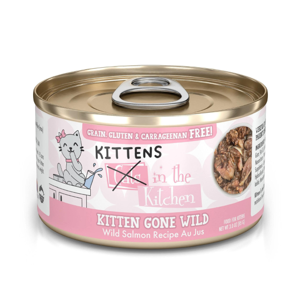 Cats in the Kitchen Kitten Gone Wild Salmon Recipe Au Jus Grain-Free Wet Canned Kitten Food