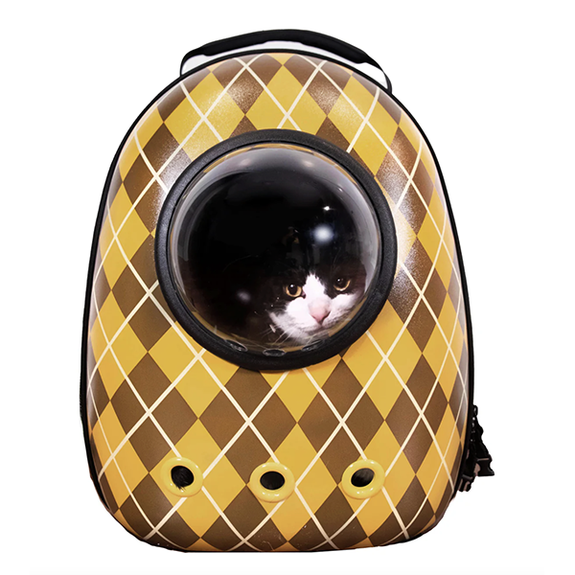 Argylle Movie Replica Backpack Travel Carrier for Cats with Window Yellow & Brown