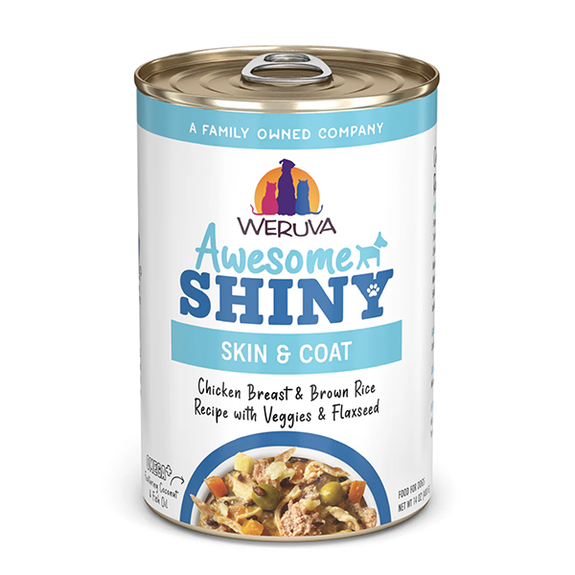 Awesome Shiny Skin & Coat Chicken Breast & Brown Rice Recipe with Veggies & Flaxseed in Gravy Wet Canned Dog Food