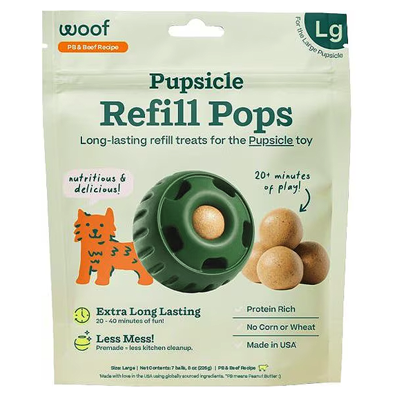 Pupsicle Refill Pops Long Lasting Dog Treat Peanut Butter & Beef Recipe