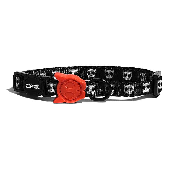 Adjustable Polyester Dog Collar Black & White Skull 2.0 Print