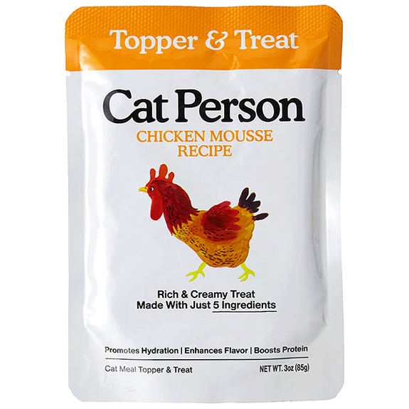 Cat Person Chicken Mousse Recipe Grain-Free Wet Pouch Cat Topper & Treat