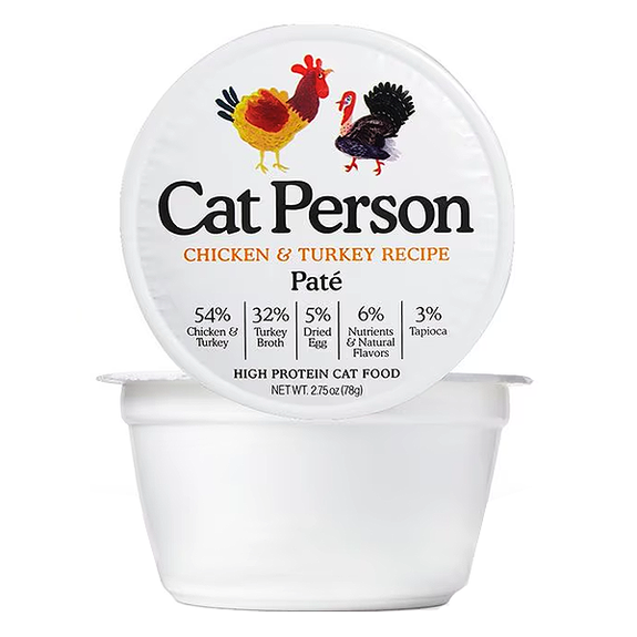 Cat Person Chicken & Turkey Recipe Pate High Protein Grain-Free Wet Cat Food