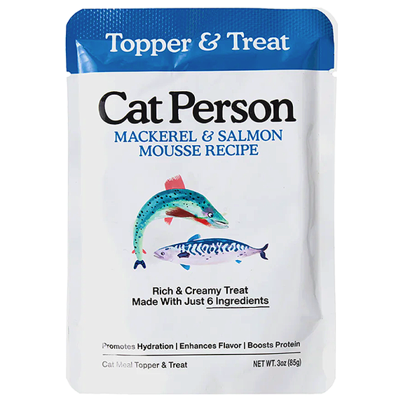 Cat Person Mackerel & Salmon Mousse Recipe Grain-Free Wet Pouch Cat Topper & Treat