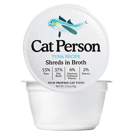 Cat Person Tuna Recipe Shreds in Broth High Protein Grain-Free Wet Cat Food