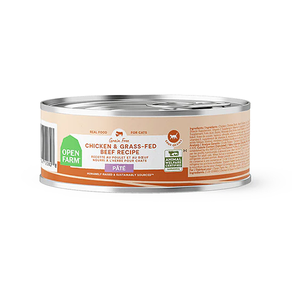 Chicken & Grass-Fed Beef Recipe Grain-Free Pate Wet Canned Cat Food
