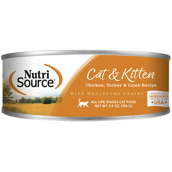 Cat & Kitten Chicken, Turkey & Lamb Recipe with Wholesome Grains Wet Canned Cat Food