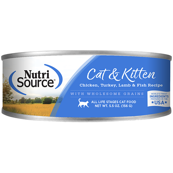 Cat & Kitten Chicken, Turkey, Lamb & Fish Recipe with Wholesome Grains Wet Canned Cat Food