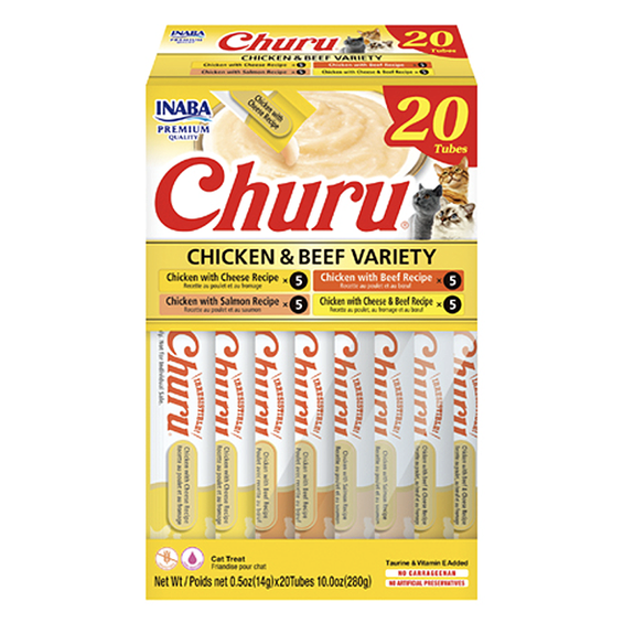 Churu Chicken & Beef Puree Variety Pack Grain-Free Lickable Cat Treats