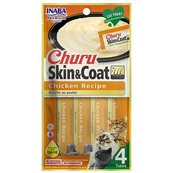 Churu Skin & Coat Chicken Recipe Grain-Free Lickable Cat Treats